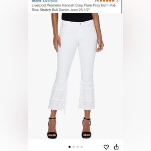 Liverpool Hannah Crop Flare Frayed Tiered Jeans- size 12
